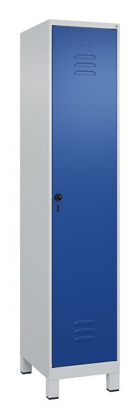 C+P Umkleidespind Classic PLUS, Füße, 1950x400x500mm, 7035/5010, Drehriegel, 080010-12 S10003