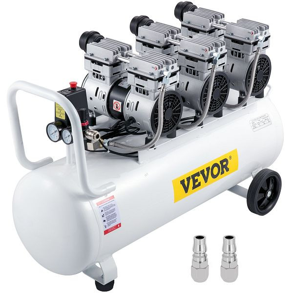 VEVOR 22 Gallonen/100L Flüster Kompressor Ölfrei Luftkompressor Druckluft Leise mit 2 Manometer, KYJSY750-3-100L01V2