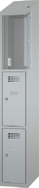 Eurobox Garderobenspind, 1 Abteil 3 Fächer, mit Steckdose, 300 mm, 1200-030103