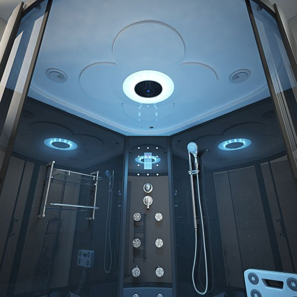 TroniTechnik Dampfdusche 2 Personen 4in1 Duschtempel Whirlpool Badewanne Dampfsauna mit Regendusche, Fußmassage, Radio Dusche 135x135 cm freistehend, 5405