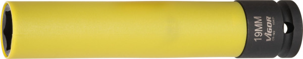 VIGOR Schlagschrauber Steckschlüsseleinsatz, 150 mm, Vierkant hohl 12,5 mm (1/2 Zoll), Außen-Sechskant Profil, 19 mm, V5931