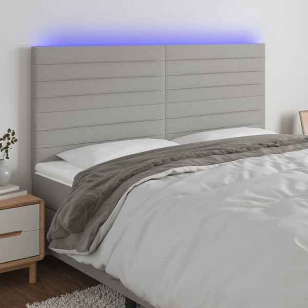 vidaXL LED Kopfteil Hellgrau 180x5x118/128 cm Stoff, 3122578