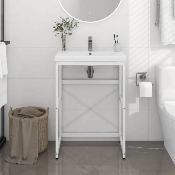 vidaXL Badezimmer Waschtischgestell Weiß 59x38x83 cm Eisen, 338497