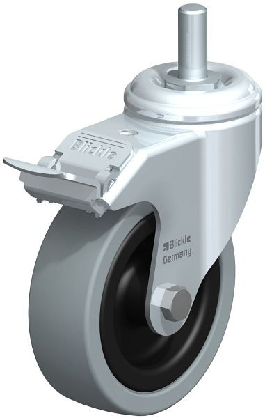 Blickle LKRA-VPA 101G-FI-GS12 Apparate-Lenkrolle mit Gewindestift & Feststeller, Vollgummi, Grau, 312025