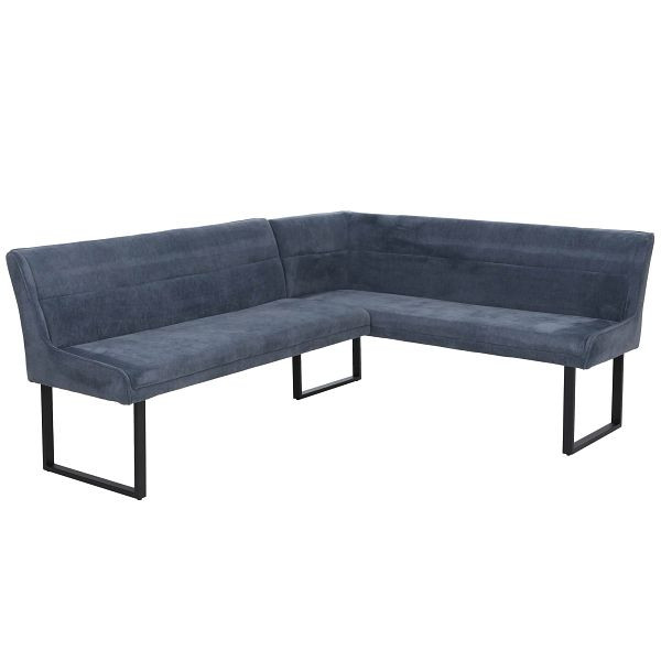 Mendler Eckbank HWC-O81, Esszimmerbank Bank, Öko-Tex (310g/m²) Chenille Stoff/Textil Metall 210x159cm, blau, 153512