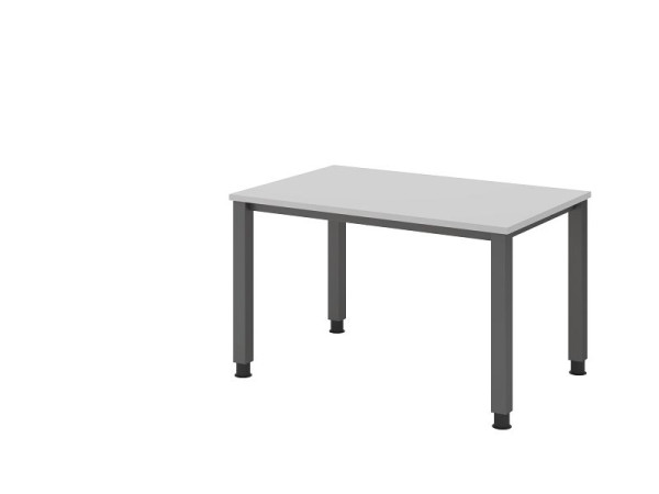 Hammerbacher Schreibtisch QS12, 120 x 80 cm, Platte: Grau, 25 mm dick, 4-Fuß-Gestell in Graphit (ähnlich RAL 7012), Arbeitshöhe 68-83,5 cm, VQS12/5/G
