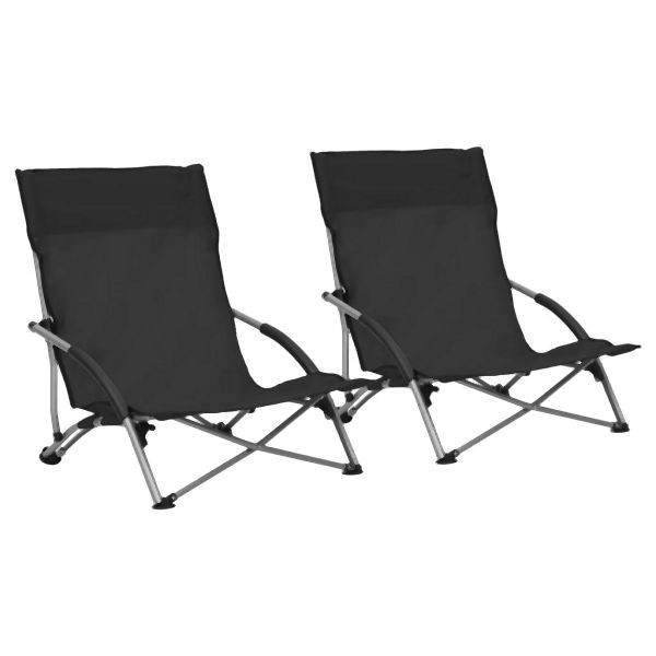 vidaXL Klappbare Strandstühle 2 Stk. Schwarz Stoff, 312489