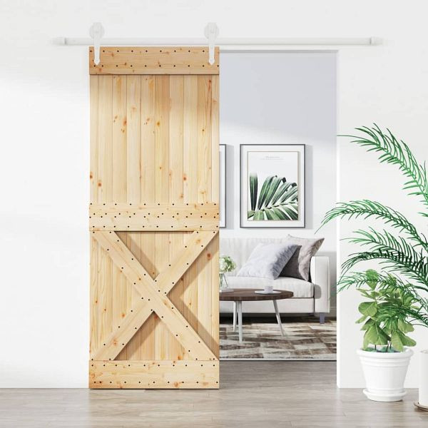 vidaXL Schiebetür mit Beschlag 80x210 cm Massivholz Kiefer, 3203267