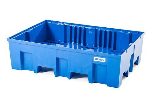 DENIOS Regalwanne aus Polyethylen (PE), ohne Gitterrost, 865 x 1245 x 350 mm, 227273