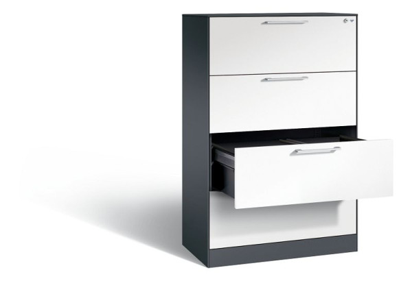 C+P Hängeregistraturschrank Asisto, H1310xB800xT435mm, Farbe: Schwarzgrau / Verkehrsweiß, Bügelgriff, 146023-412 S10102