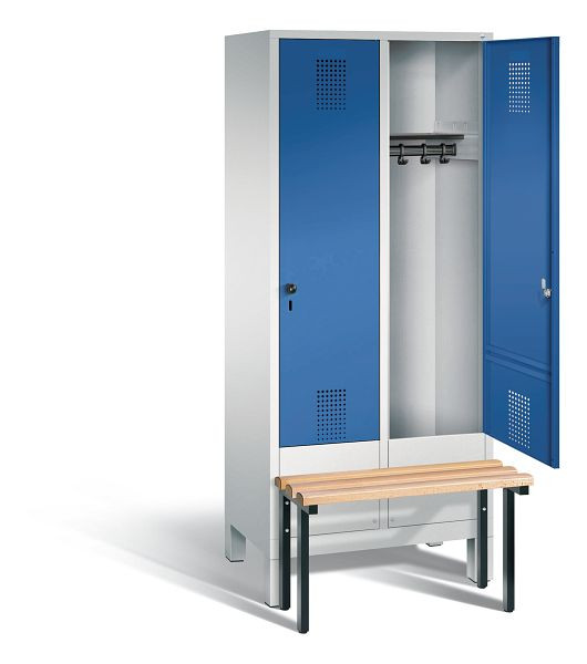 C+P Garderobenschrank Evolo, H1850xB810xT815mm, Farbe: Lichtgrau / Enzianblau, 48030-22 S10026