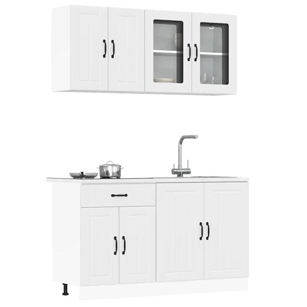vidaXL 4-tlg. Küchenschrank-Set Kalmar Weiß Holzwerkstoff, 3314861