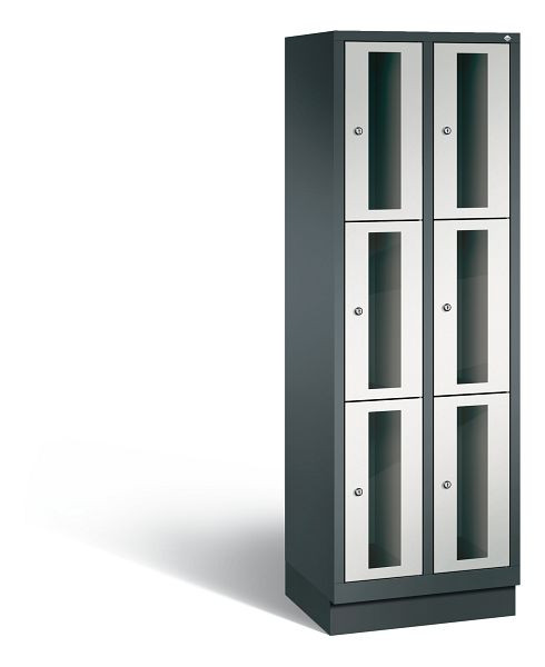 C+P Schließfachschrank Classic, 6 Fächer, H1800xB610xT500 mm, Anthrazit/Grau, 8020A203 S10020