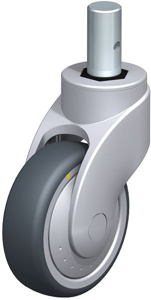 Blickle LWGE-TPA 101K-ELS-FK-ZA55 Kunststoff-Lenkrolle WAVE mit Zapfen, Thermoplastisches Gummi-Elastomer, Grau, 744797