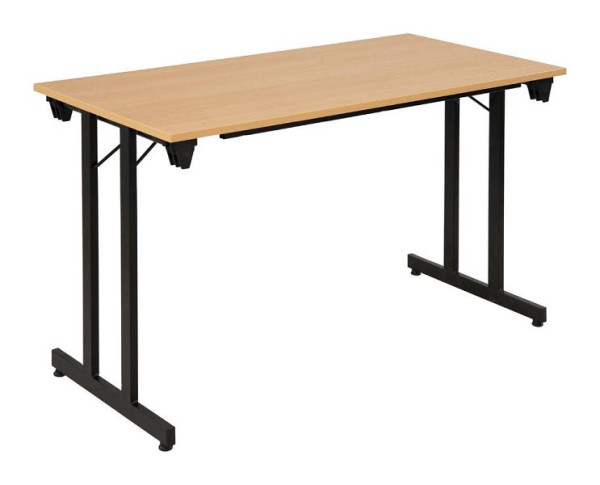 Deskin Klapptisch / Mehrzwecktisch, Platte Dekor Buche, Gestell Schwarz, B 1400 x T 800 x H 720 mm, 349492