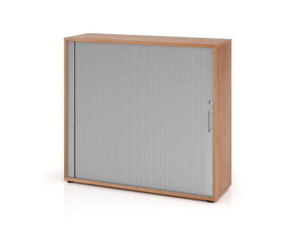Hammerbacher Rollladenschrank 1733S BS, 3 OH, Korpus: Nussbaum / Rollladen: Silber, 120 x 40 x 110 cm (BxTxH), V1733S/N/S/BS