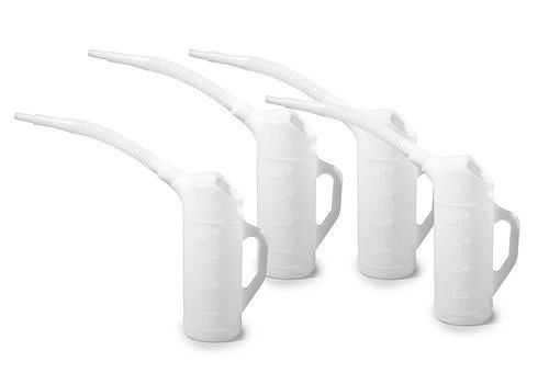 DENIOS Messkanne aus Polyethylen (PE), 1,0 Liter, flexibler Auslauf, skaliert, VE: 4 Stück, 255916