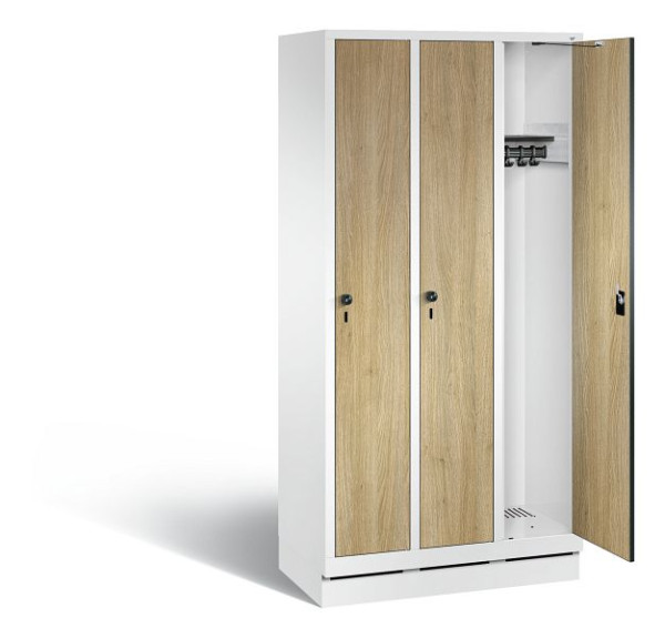 C+P Garderobenschrank Evolo, H1800xB900xT500mm, Farbe: Verkehrsweiß / Dekor Eiche Sereno, 48020-30 S10944