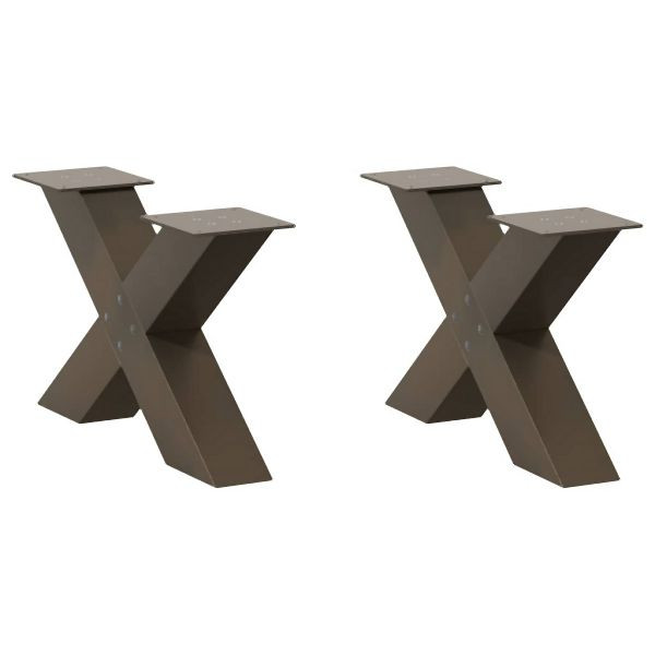 vidaXL Couchtischbeine X-Form 2 Stück Naturstahl 50x(30-31) cm Stahl, 4012939