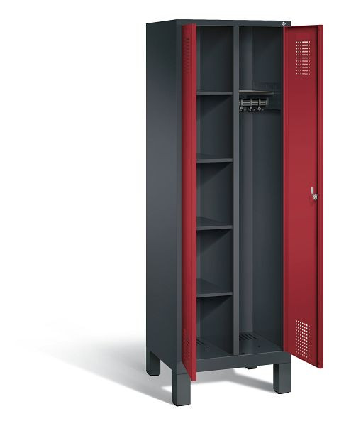 C+P Putzmittel-Spind Evolo, H1850xB610xT500mm, Farbe: Schwarzgrau / Rubinrot, 48060-20 S10108
