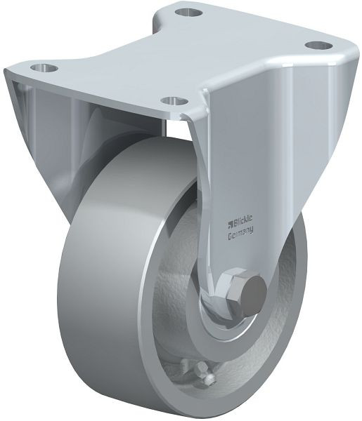 Blickle BH-G 127K Stahlblech-Bockrolle, Schwerlast-Ausführung, mit Anschraubplatte, Guss, Grau, 628222