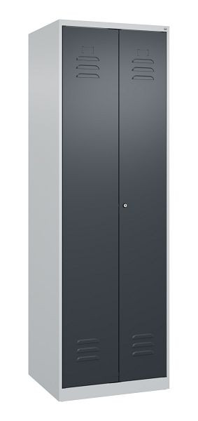 C+P Mehrzweckschrank Classic PLUS, Putzmittel-Spind, 2 Abteile, 1850x600x500mm, 7035/7016, Zylinderschloss, 080100-00 S10020