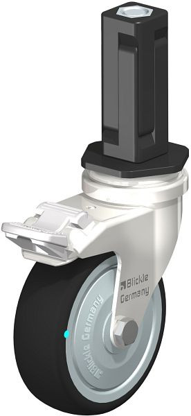 Blickle LRXA-PATH 75KD-FI-FK-EXV03 Edelstahl-Apparate-Lenkrolle mit Expander & Feststeller, Thermoplastisches Polyurethan, Grau, 853372