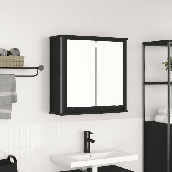 vidaXL Bad-Wandschrank mit Spiegel Schwarz Eichen-Optik 60x21x60 cm, 861897