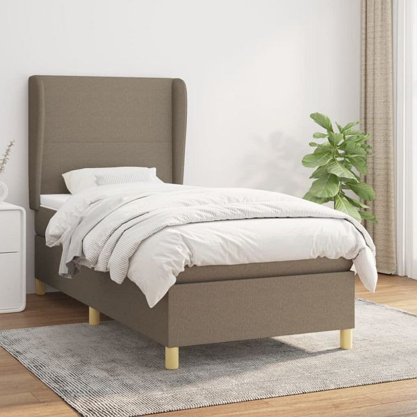 vidaXL Boxspringbett mit Matratze Taupe 90x200 cm Stoff, 3128337