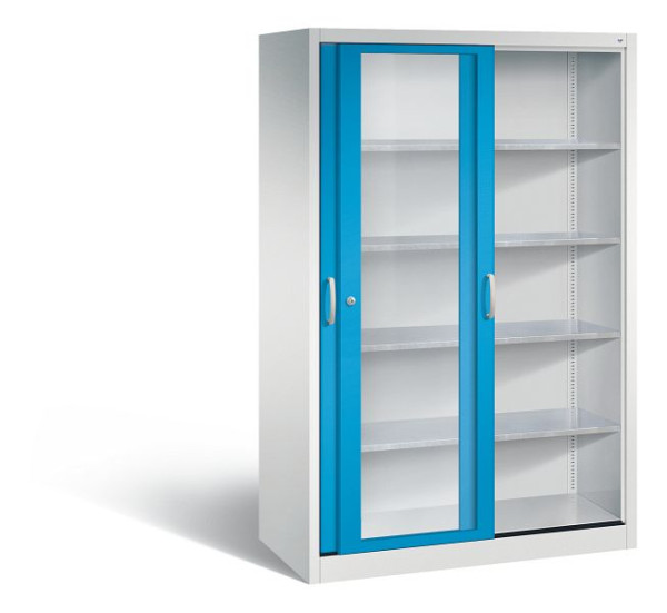C+P Schiebetürenschrank Acurado, H1950xB1200xT600mm, Farbe: Lichtgrau / Lichtblau, Bügelgriff, 2069-055 S10024