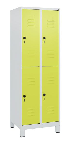 C+P Doppelstöckiger Spind Classic PLUS, Füße, 2 Abteile, 1800x600x500mm, 7035/0024, Drehriegel, 0803107-20 S10010