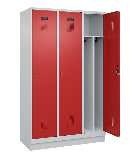 C+P Spind Evolo PLUS, mit Sockel, 3 Abteile, 1950x1200x500mm, 7035/3000, Verschluss Zylinderschloss, 049020-32F S10030