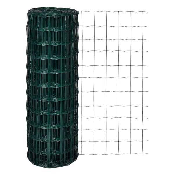 vidaXL Eurozaun Stahl 25 x 1,7 m Grün, Material: Stahldraht, PVC-beschichtet, 142405