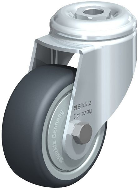 Blickle LKRA-TPA 80K-FK Apparate-Lenkrolle mit Rückenloch, Thermoplastisches Gummi-Elastomer, Grau, 574855