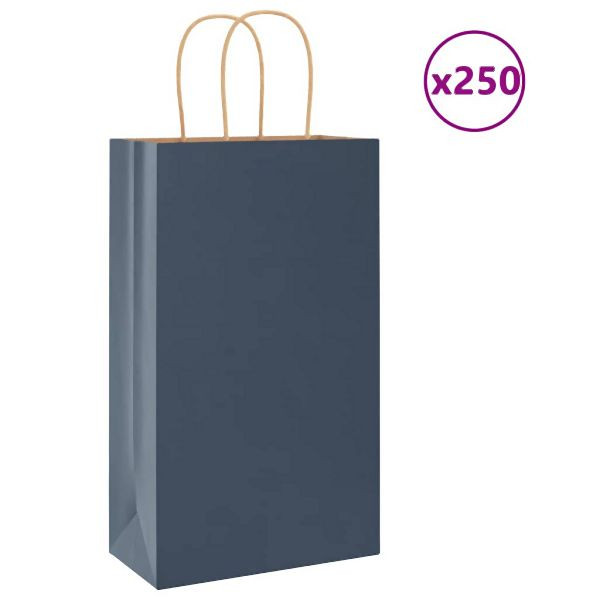 vidaXL Papiertragetaschen 250 Stück mit Henkeln Blau 21x11x36 cm, 4101701