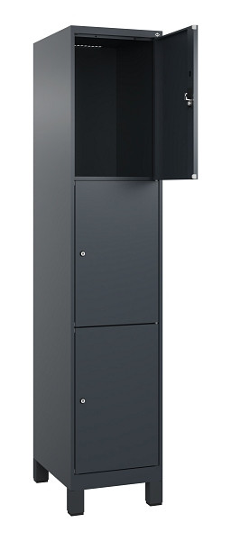C+P Schließfachschrank Evolo PLUS, mit Füßen, 3 Fächer, 1950x400x500mm, 7016/70, Frontfarbe RAL 7016 Anthrazitgrau, 049010-123 S10016
