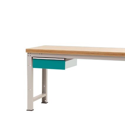 Manuflex Einzelschubfach in Wasserblau RAL 5021, Ohne Zylinderschloss, für Tischtiefe 700 mm, BxTxH= 425 x 550 x 135mm, Wasserblau, ZB2032.5021