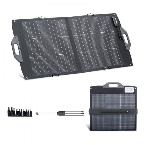 VEVOR 100W Faltbares 16BB N-Typ Bifaziales Solarpanel, 24% Effizienz, mit MC4, USB-A (QC3.0), Typ-C & DC-Anschlüssen, BXZDTYNB1100CFI83001Y3