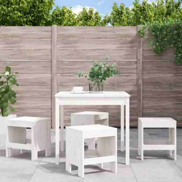 vidaXL 5-tlg. Garten-Essgruppe Weiß Massivholz Kiefer, 3157710