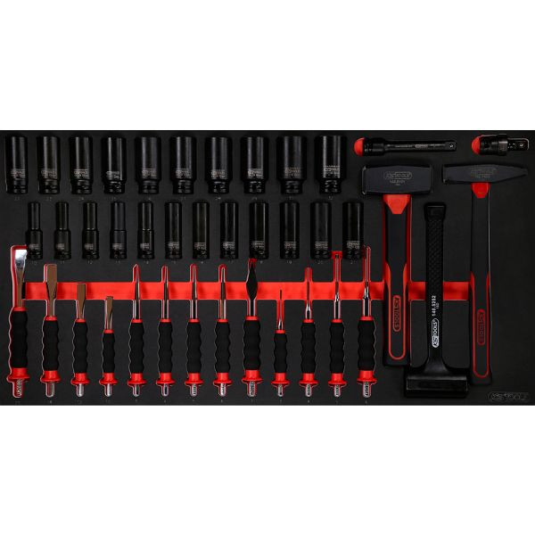 KS Tools PERFORMANCEplus Werkzeugsatz 40-teilig Hammer, Meißel und Kraft-Stecknüsse, 813.0040