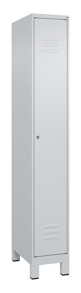 C+P Umkleidespind Classic PLUS mit Mitteltrennwand, Füße, 1950x300x500mm, 7035/7035, Zylinderschloss, 080010-10F S10024