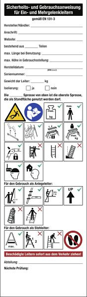 Moedel Sicherheits- und Gebrauchsanweisung für Ein-/Mehrgelenkleitern, Folie, 70x240 mm, 100878