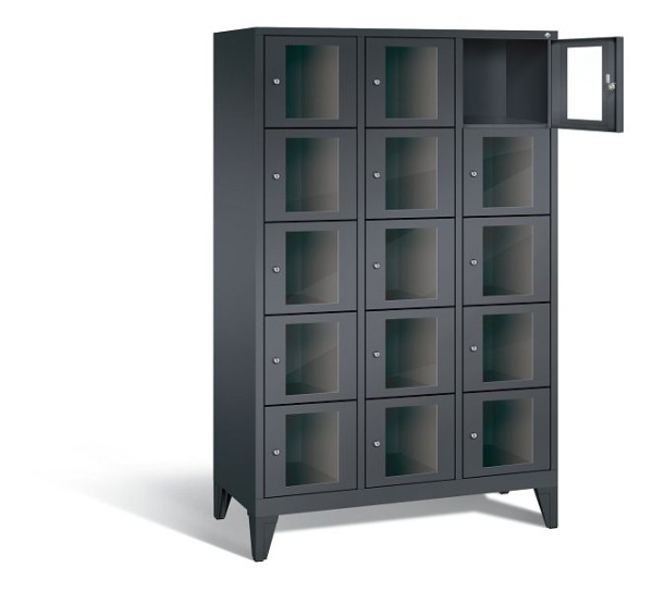 C+P Schließfachschrank Classic, H1850xB1200xT500mm, Farbe: Schwarzgrau, 8010A325 S10014