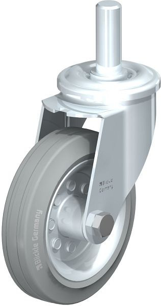 Blickle LEZ-VE 150R-22-SG Stahlblech-Lenkrolle mit Zapfen, Vollgummi, Grau, 664862