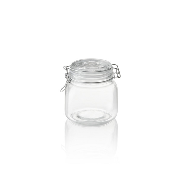 WAS Vorratsglas, 0,65 L, Ø 9 cm, Höhe 12 cm, Glas, Edelstahl, Silikon, 1814065