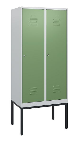 C+P Umkleidespind Classic PLUS, Gestell, 2 Abteile, 1950x800x500mm, 7035/6011, Zylinderschlösser, 0800305-22 S10021