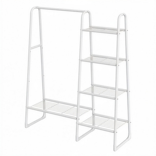 SONGMICS Kleiderregal, Weiß, 101,7x40x153,3 cm, HSR138W01