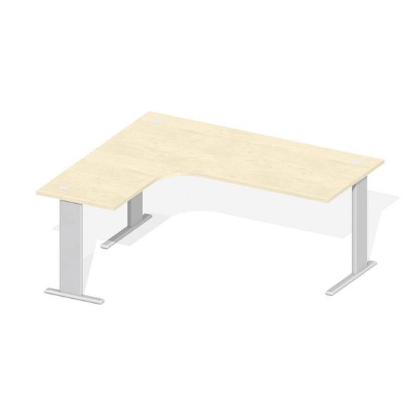 Deskin Schreibtisch Basic M MULTI M, Ahorndekor, Gestell Alusilber, B 1800 x T 1600 / 800 x H 740 mm, Freiform linksseitig, 254421