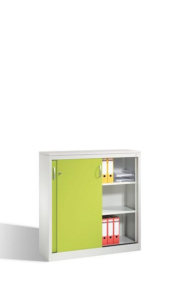 C+P Sideboard mit Schiebetüren Acurado, H1200xB1200xT400mm, Farbe: Lichtgrau / Viridingrün, Bügelgriff, 3 OH, 2047-1200 S10296