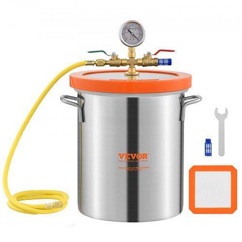 VEVOR 11,4 L Vakuumkammer Edelstahl Vakuum Entgasungskammer (Durchmesser 23 cm, Höhe 27 cm) Unterdruckpumpe Vakuumkammer, JSZKTJS3GALLW03QAV0